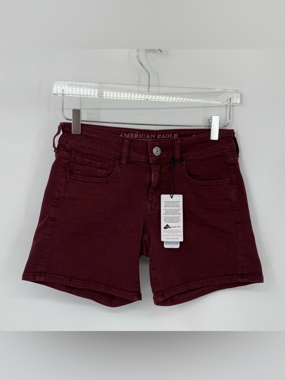 American Eagle midi AEO twill denim shorts Skindigo Superstretch cherry new 2
